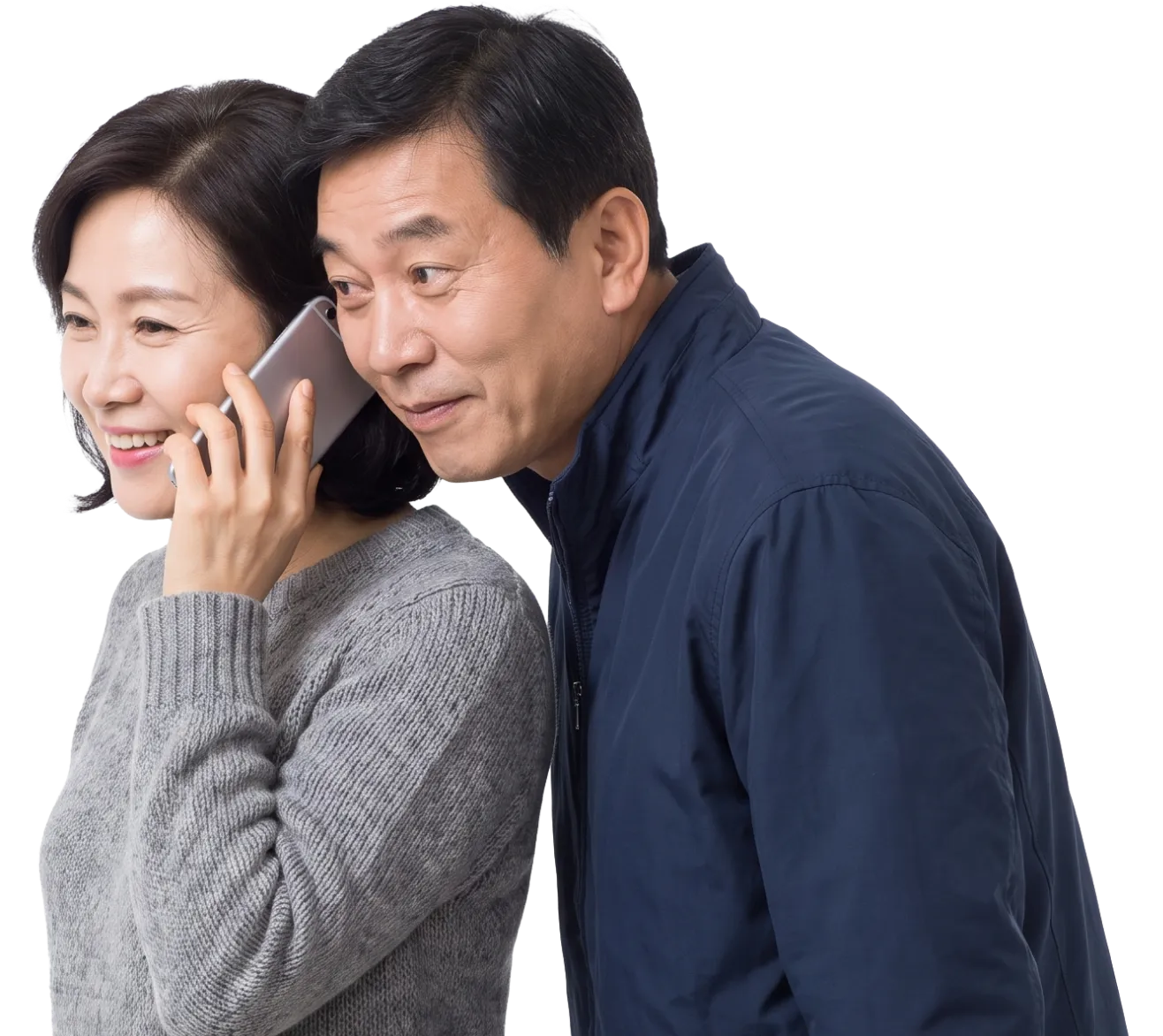 Family listening on a phone call