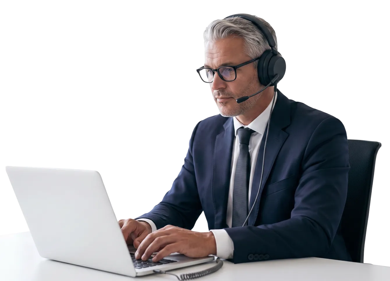 Attorney with headset